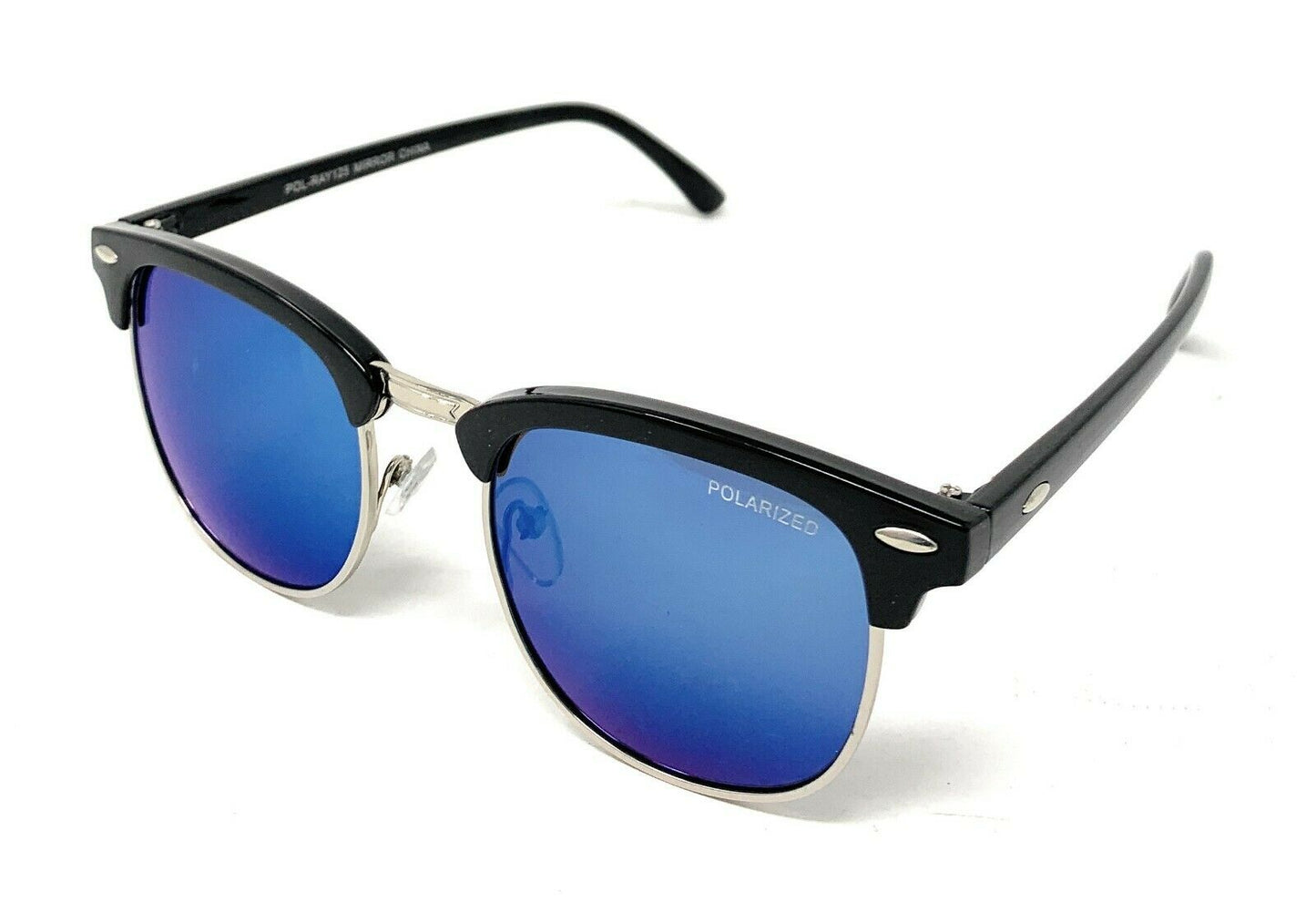 Club Style Polarized Sunglasses Mirror Lens Driving Mens Womens With Pouch-Blue Mirror/Gold/Black-