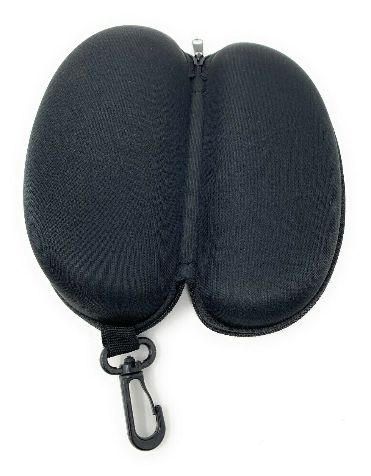 Hard Shell Sunglasses Protective Zipper Case with Belt Hook Clip Black-