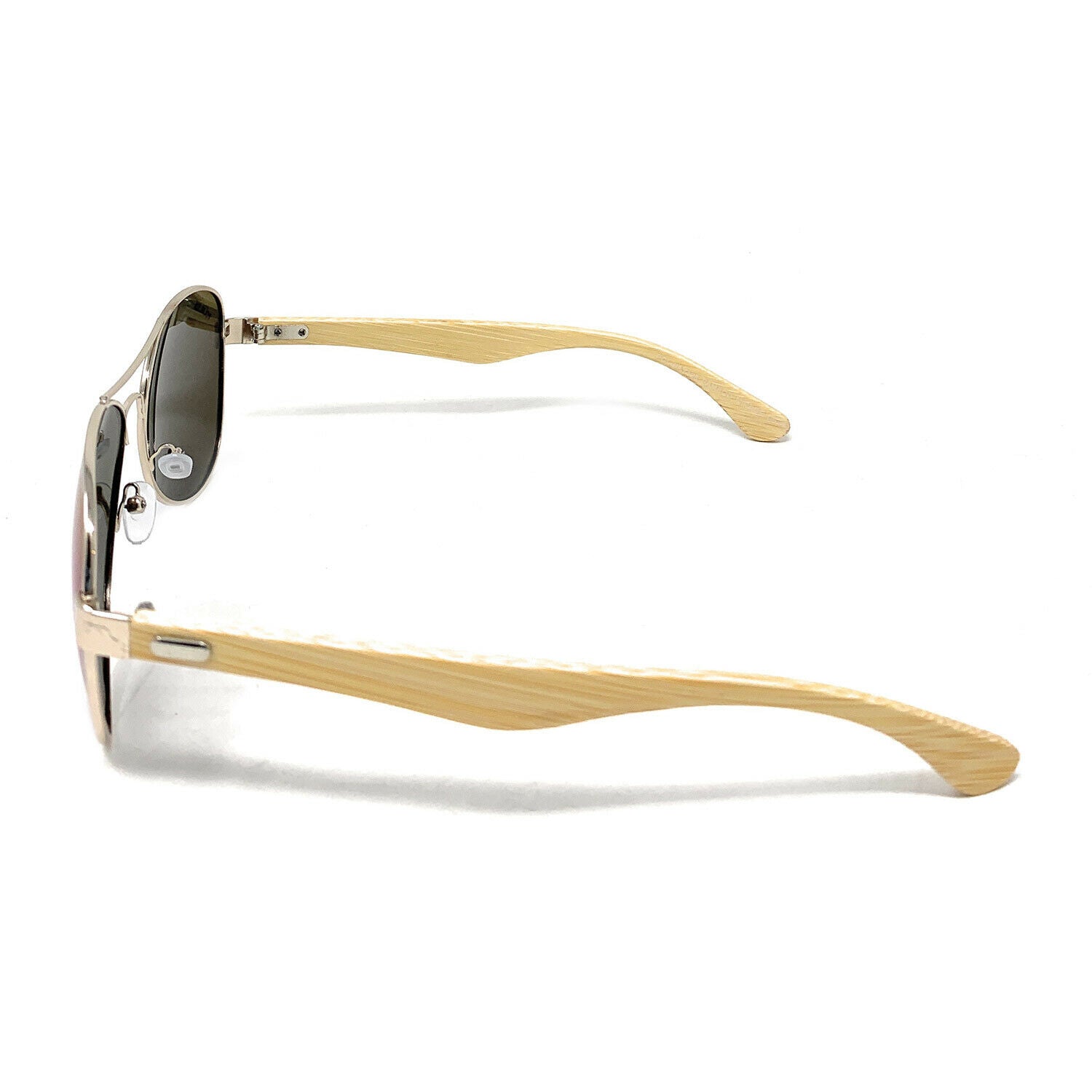 Aviator Bamboo Polarized Sunglasses Mirror Lens Driving Mens Womens With Pouch-Blue Mirror/Bamboo-