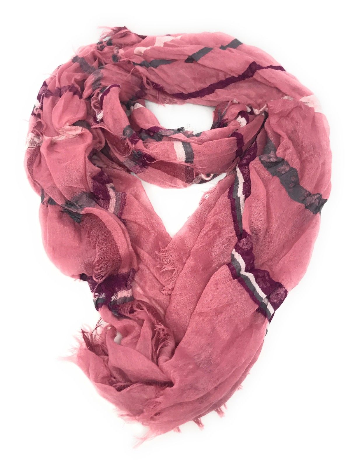 Casaba Striped Print Designer Womens Scarves Scarf Shawl Lightweight Sheer Wrap-Mauve-