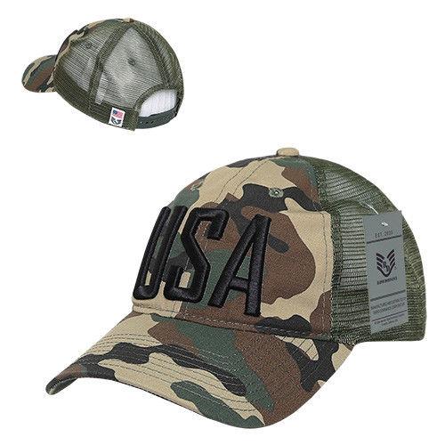 Rapid Dominance USA American Flag Text Ripstop 6 Panel Trucker Dad Caps Hats-USA-NAVY-