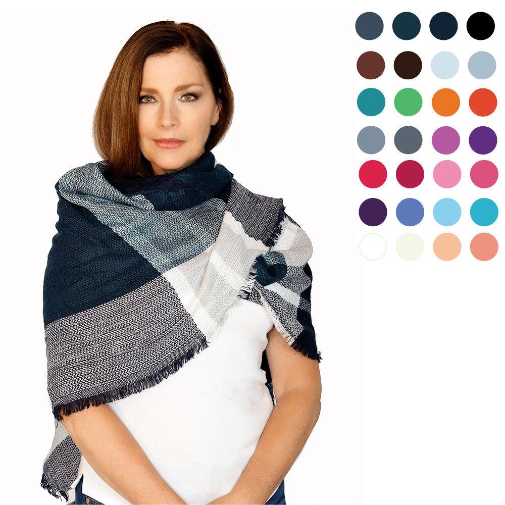 Casaba Womens Warm Winter Scarves Scarf Wraps Shawls Blankets Triangle Plaid-Black-White Stripes-