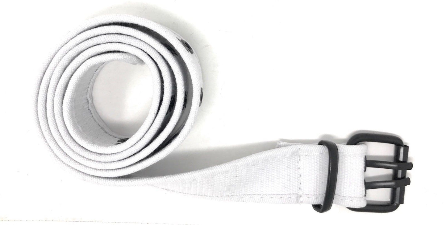Casaba Canvas Belts Double Row 2 Holes Grommet Fabric Military Mens Women Unisex-Black-Small (30"- 32")-
