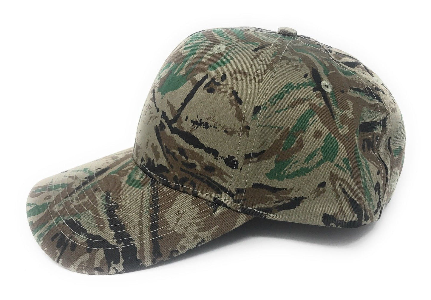 Cotton Twill Camo Camouflage 6 Panel Hunting Fishing Baseball Snapback Hats Caps-Green Tree Camo-