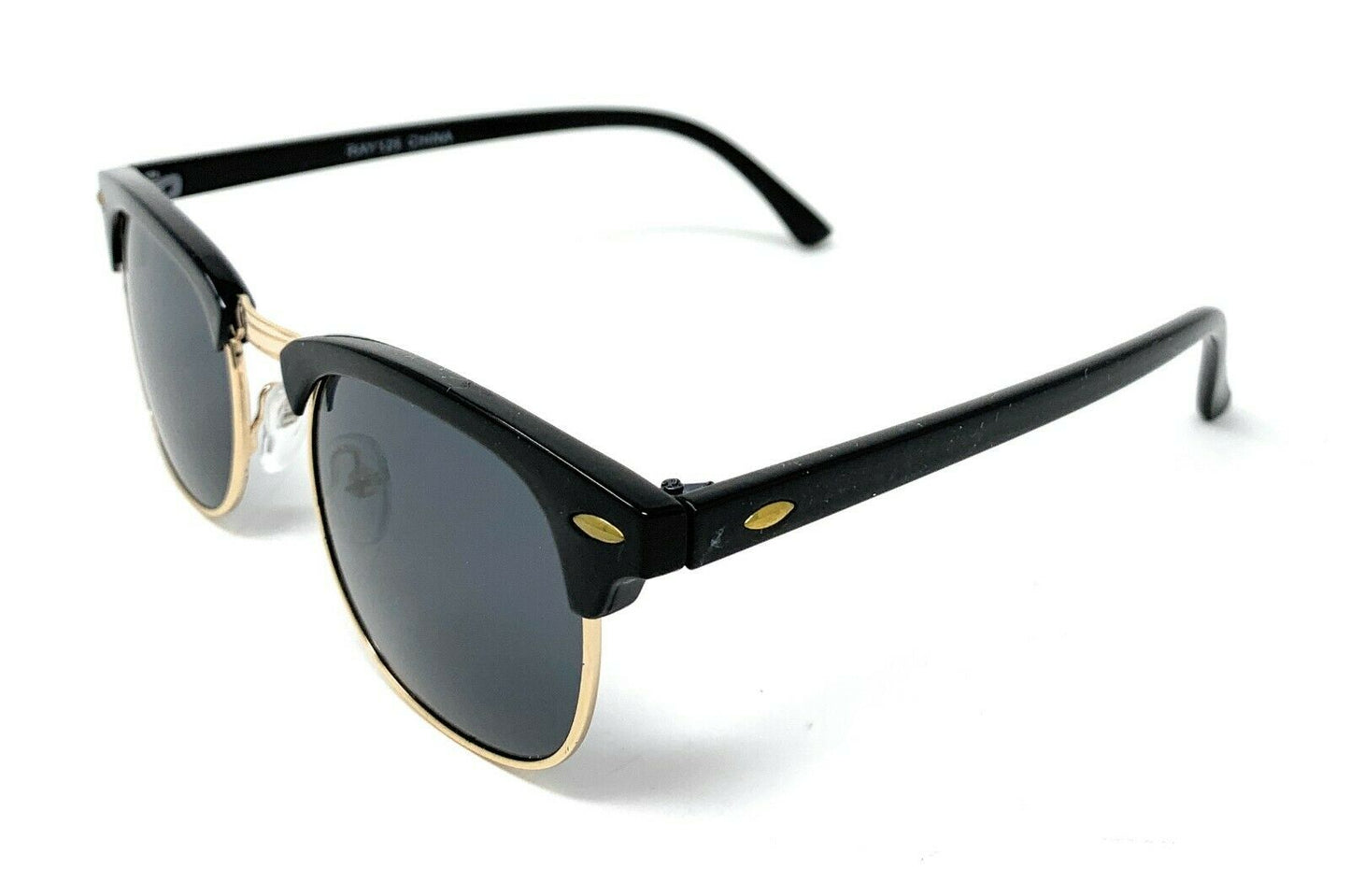 Classic Club Sunglasses Black Lens Black Gold Tortoise Mens Womens UV Protection-Black/Silver (RAY 125)-