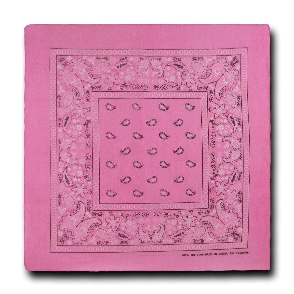 1 Dozen Pack Printed Bandanas 100% Cotton Cloth Scarf Wrap Face Mask Cover-Pink-