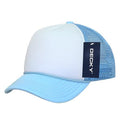 Decky Solid Two Tone 5 Panel Kids Foam Trucker Hats Caps Unisex-Sky/White-