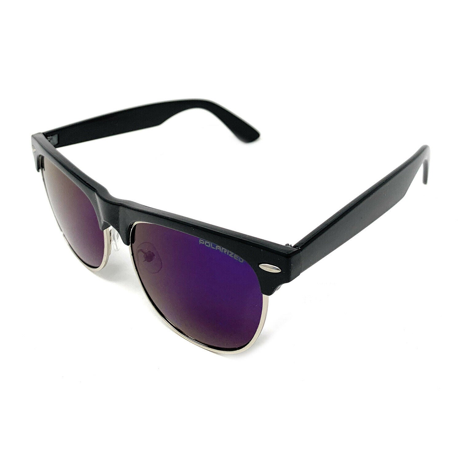 Polarized Sunglasses Club Style Mirror Lens Driving Mens Womens With Pouch-Gold Mirror/Black-