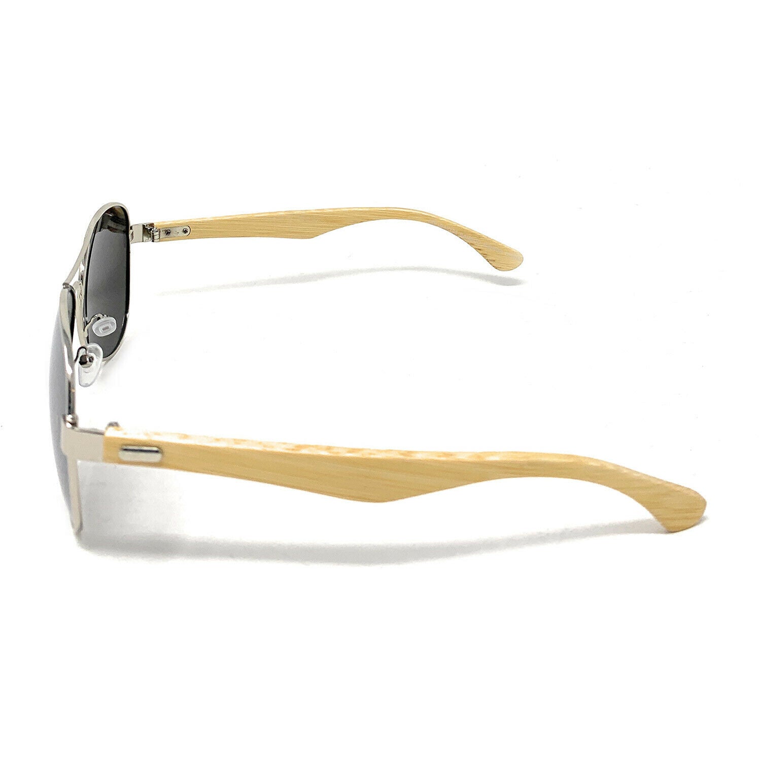 Aviator Bamboo Polarized Sunglasses Mirror Lens Driving Mens Womens With Pouch-Blue Mirror/Bamboo-
