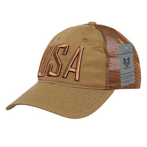 Rapid Dominance USA American Flag Text Ripstop 6 Panel Trucker Dad Caps Hats-USA-NAVY-