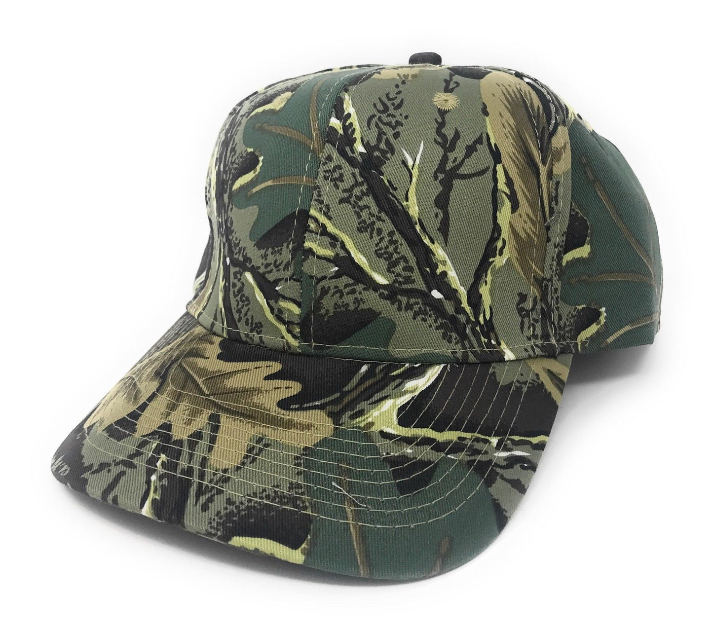 Cotton Twill Camo Camouflage 6 Panel Hunting Fishing Baseball Snapback Hats Caps-Green Tree Camo-