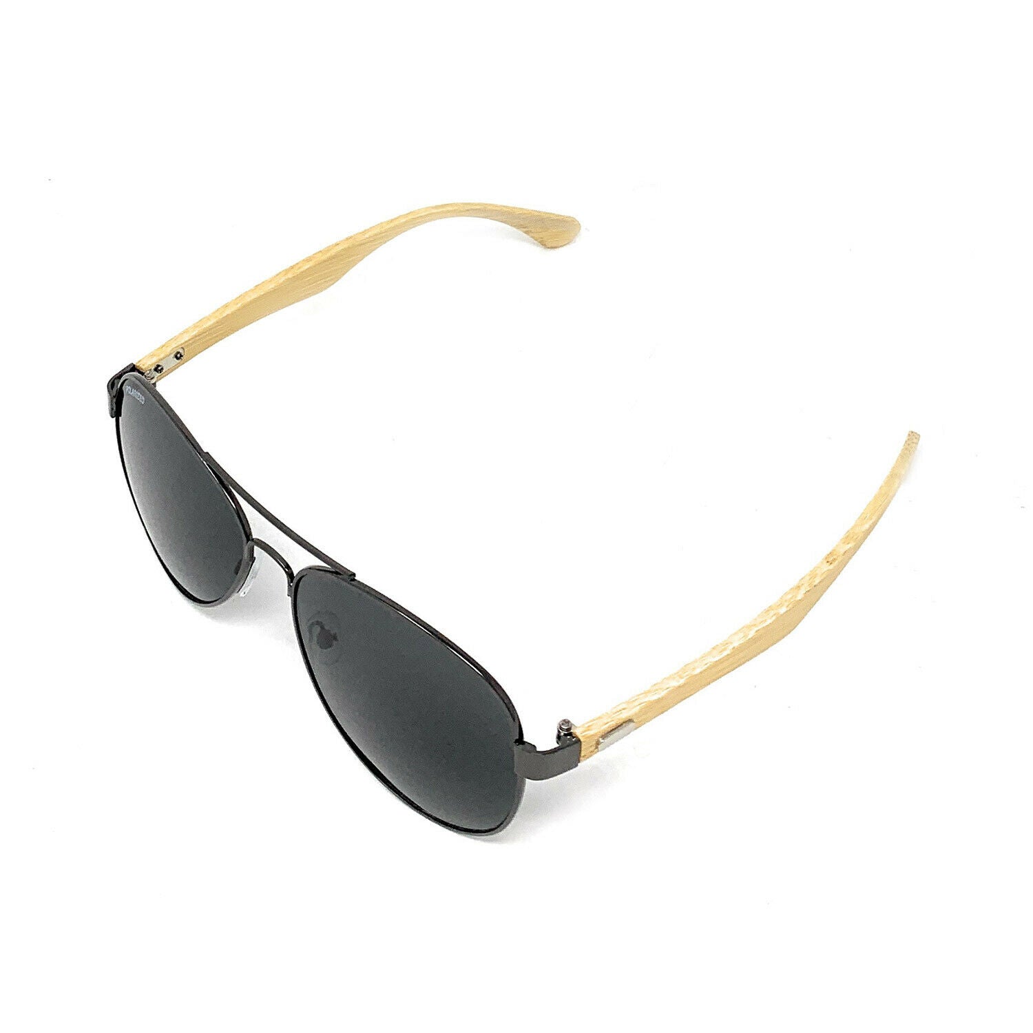 Aviator Bamboo Polarized Sunglasses Mirror Lens Driving Mens Womens With Pouch-Blue Mirror/Bamboo-