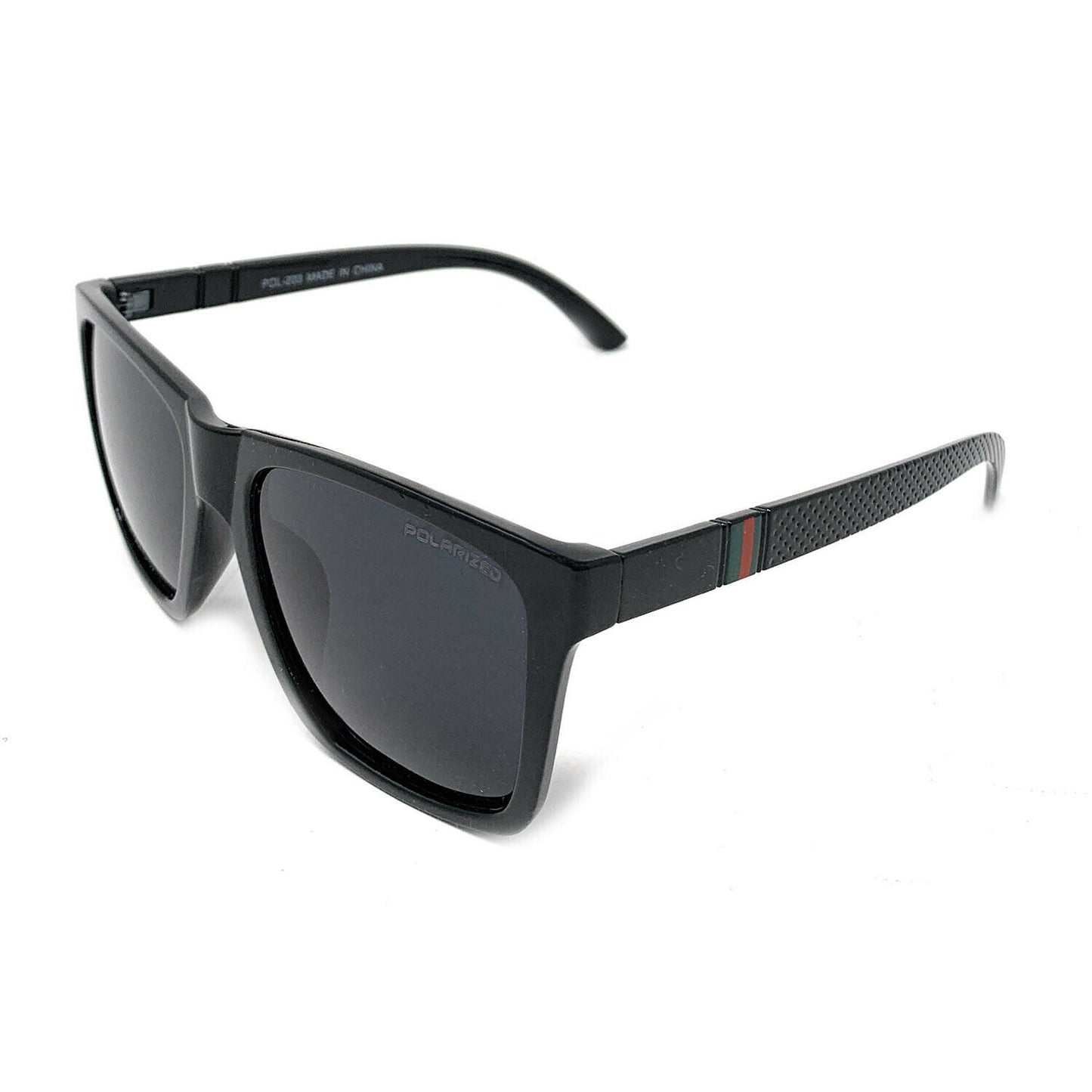 Polarized Sunglasses Classic Style Lens Driving Fishing Mens Womens With Pouch-Black Gloss-