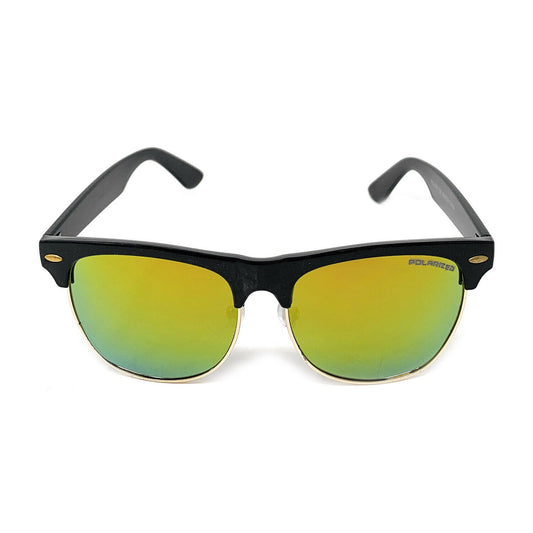 Polarized Sunglasses Club Style Mirror Lens Driving Mens Womens With Pouch-Gold Mirror/Black-