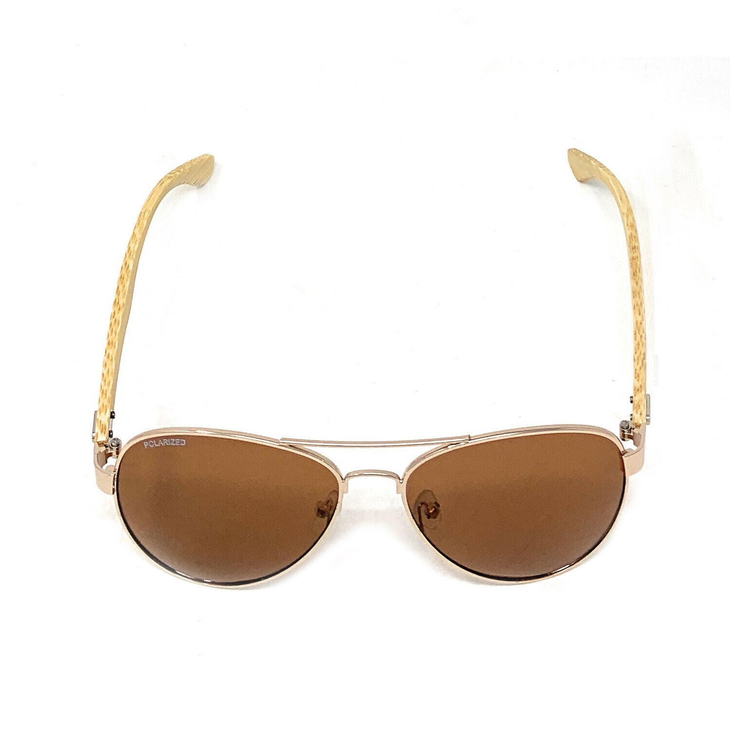 Aviator Bamboo Polarized Sunglasses Mirror Lens Driving Mens Womens With Pouch-Blue Mirror/Bamboo-