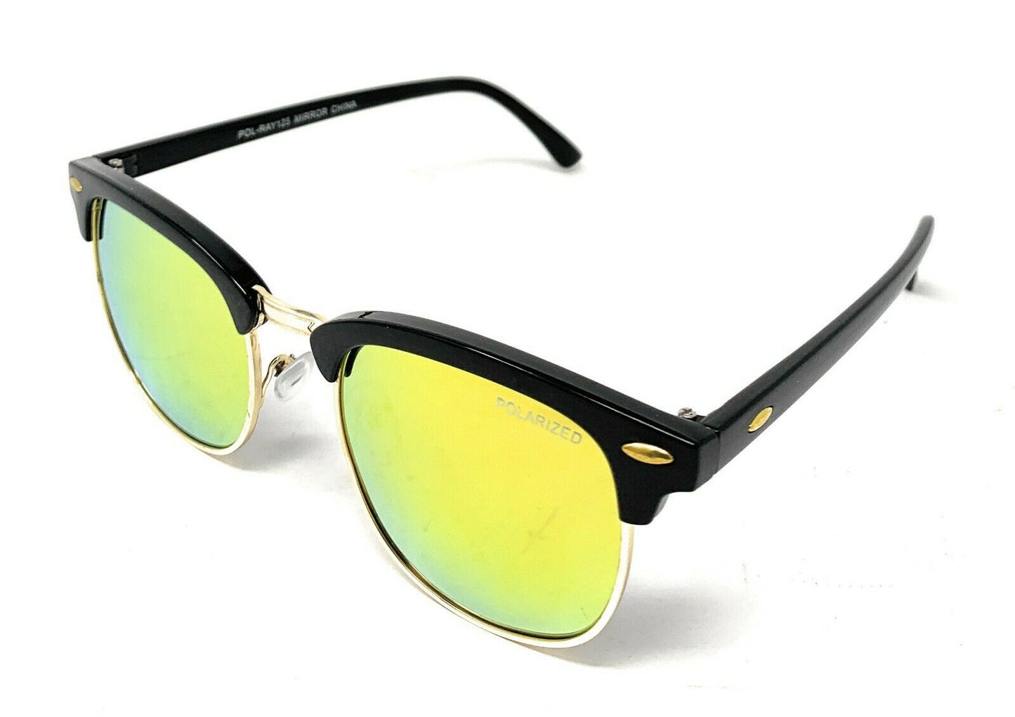 Club Style Polarized Sunglasses Mirror Lens Driving Mens Womens With Pouch-Blue Mirror/Gold/Black-