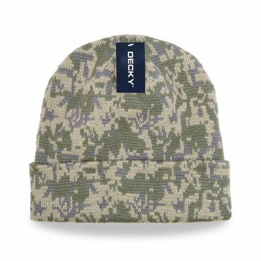 Decky Camo Long Beanies Cuffed For Everyday Wear-ACU-