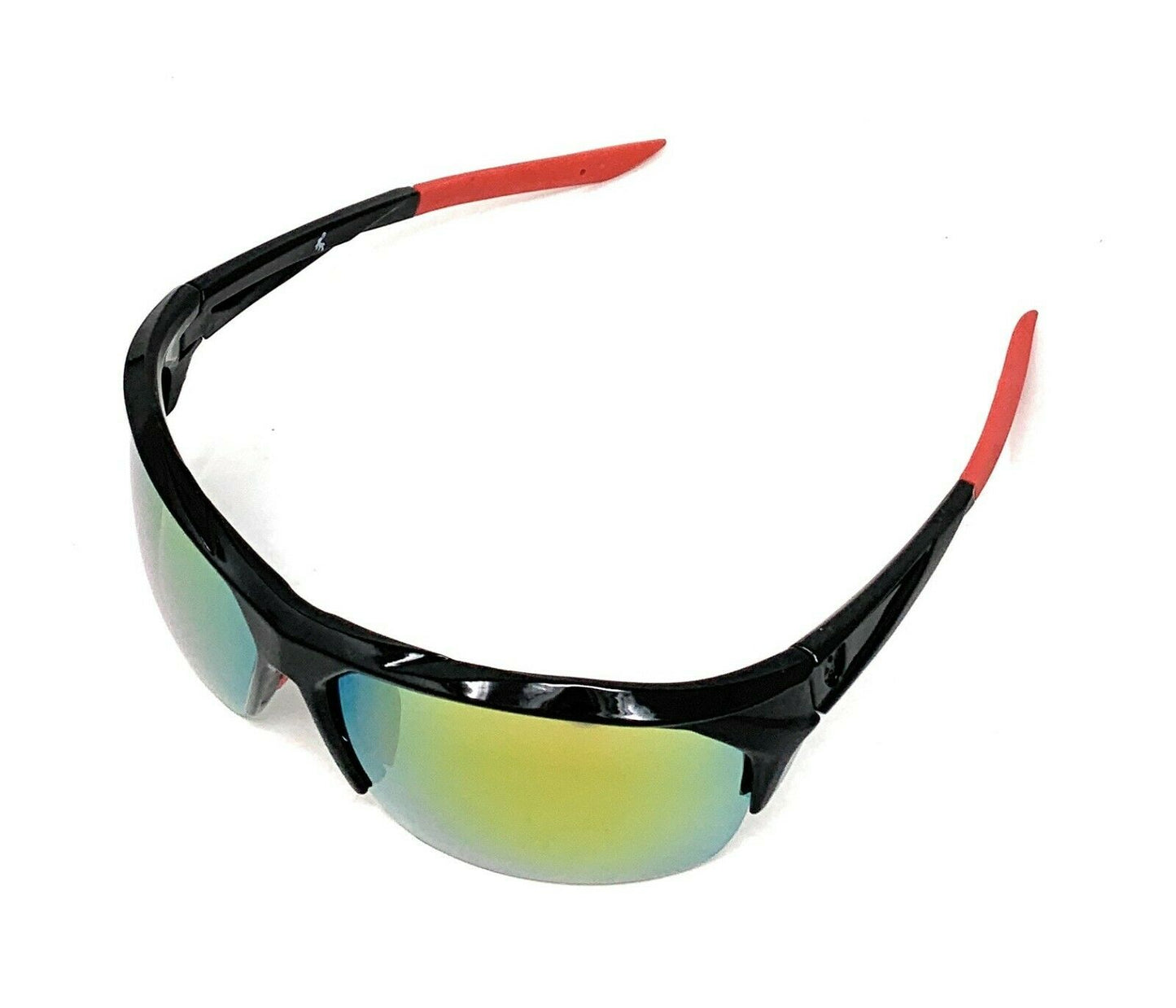 Polarized Half Frame Sunglasses Sports Warrior Style Driving Motorcycle Fishing-Black / Blue White (frame)-