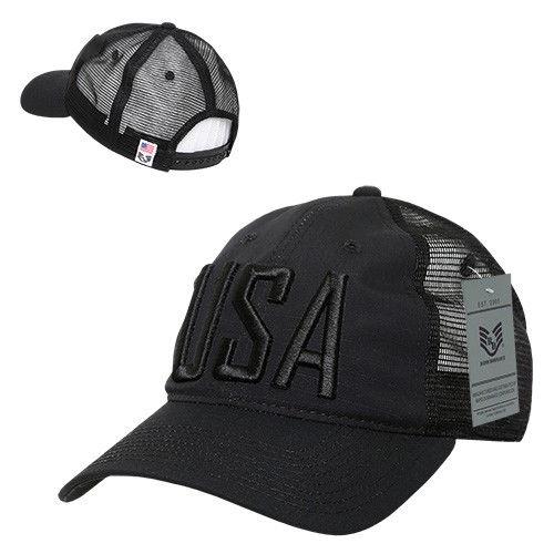 Rapid Dominance USA American Flag Text Ripstop 6 Panel Trucker Dad Caps Hats-USA-NAVY-