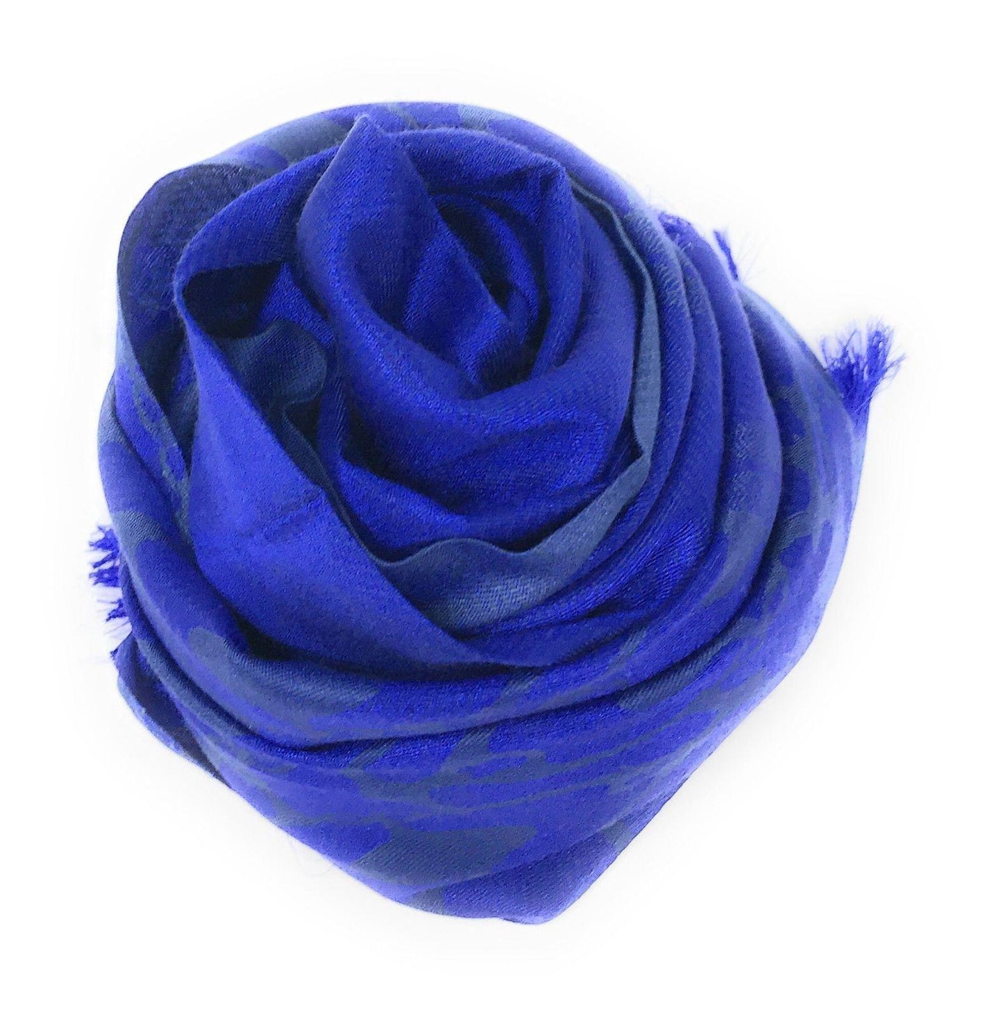 Casaba Womens Royal Elegant Formal Silk Feel Scarves Scarf Shawl Light Wrap-Blue-