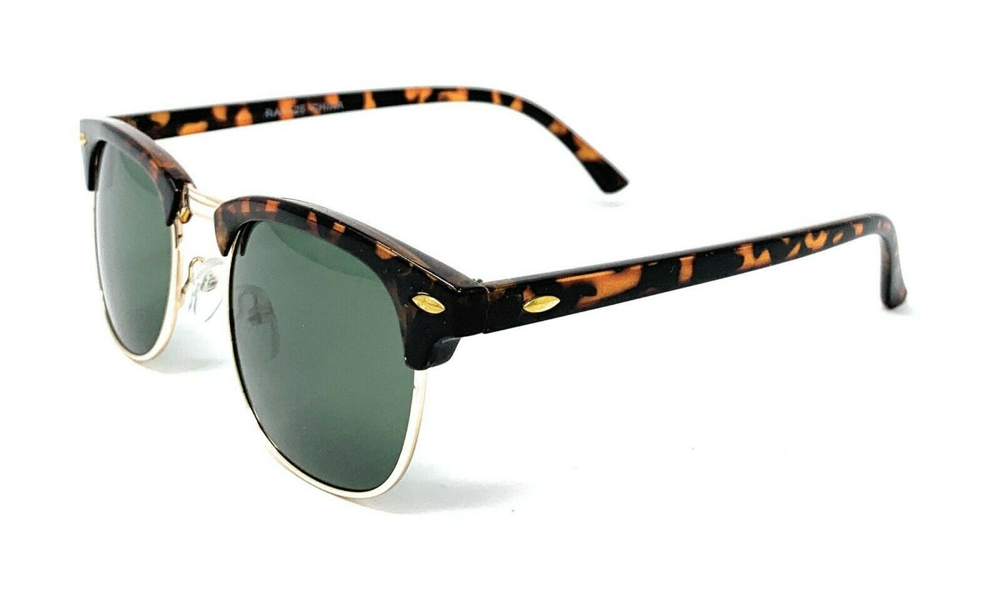 Classic Club Sunglasses Black Lens Black Gold Tortoise Mens Womens UV Protection-Black/Silver (RAY 125)-