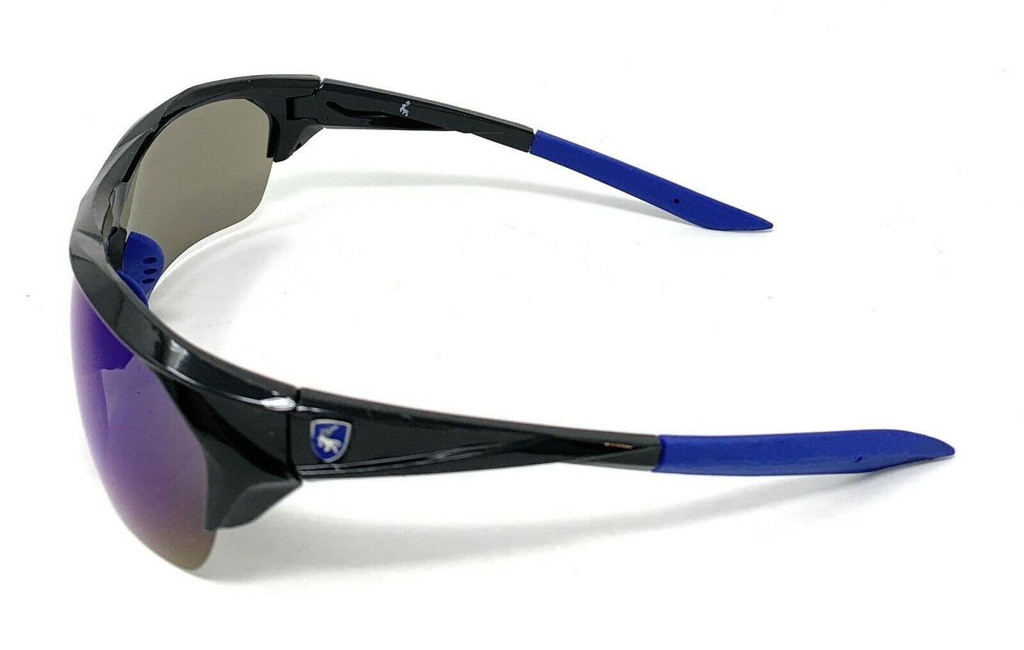 Polarized Half Frame Sunglasses Sports Warrior Style Driving Motorcycle Fishing-Black / Blue White (frame)-