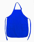 6 Pack Full Adult Size Bib Aprons With 2 Waist Pockets Plain Solid Colors Kitchen Cook Chef Waiter Crafts Garden Wholesale Bulk-ROYAL BLUE-