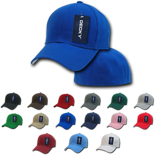 6-Pack Decky Classic Plain Fitted Curved Bill Baseball Hats Caps Wholesale Lot-