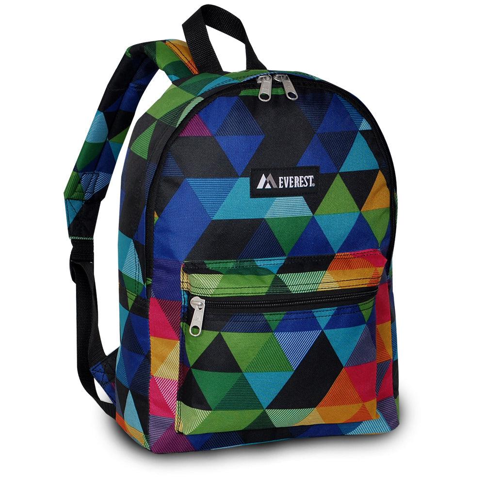 Everest Backpack Book Bag - Back to School Basics - Fun Patterns & Prints-Blue/ Green Geo-