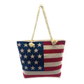 Empire Cove Designer Printed Cotton Canvas Tote Bags Reusable Beach Shopping-USA Flag-