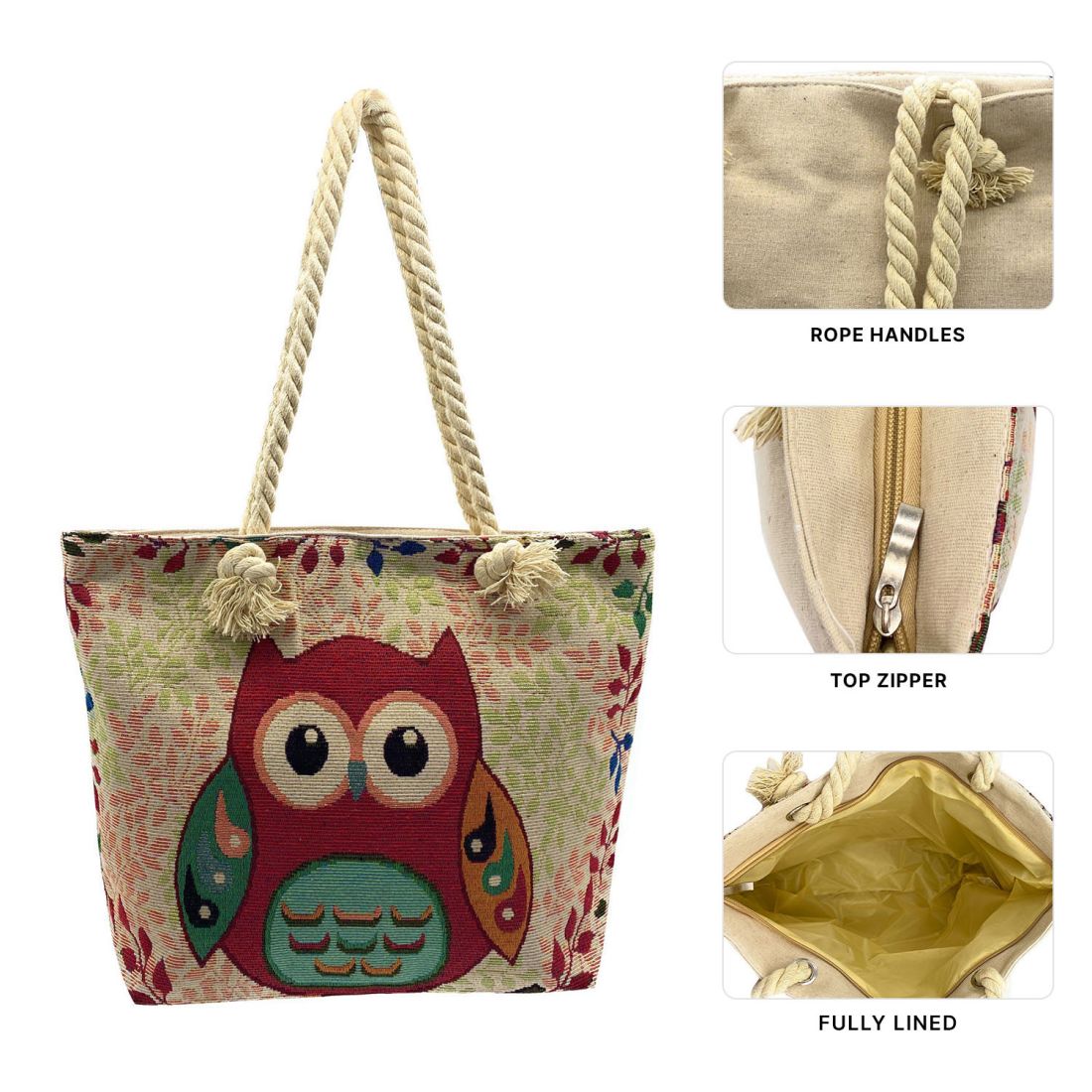 Empire Cove Designer Printed Cotton Canvas Tote Bags Reusable Beach Shopping-Dog Print-