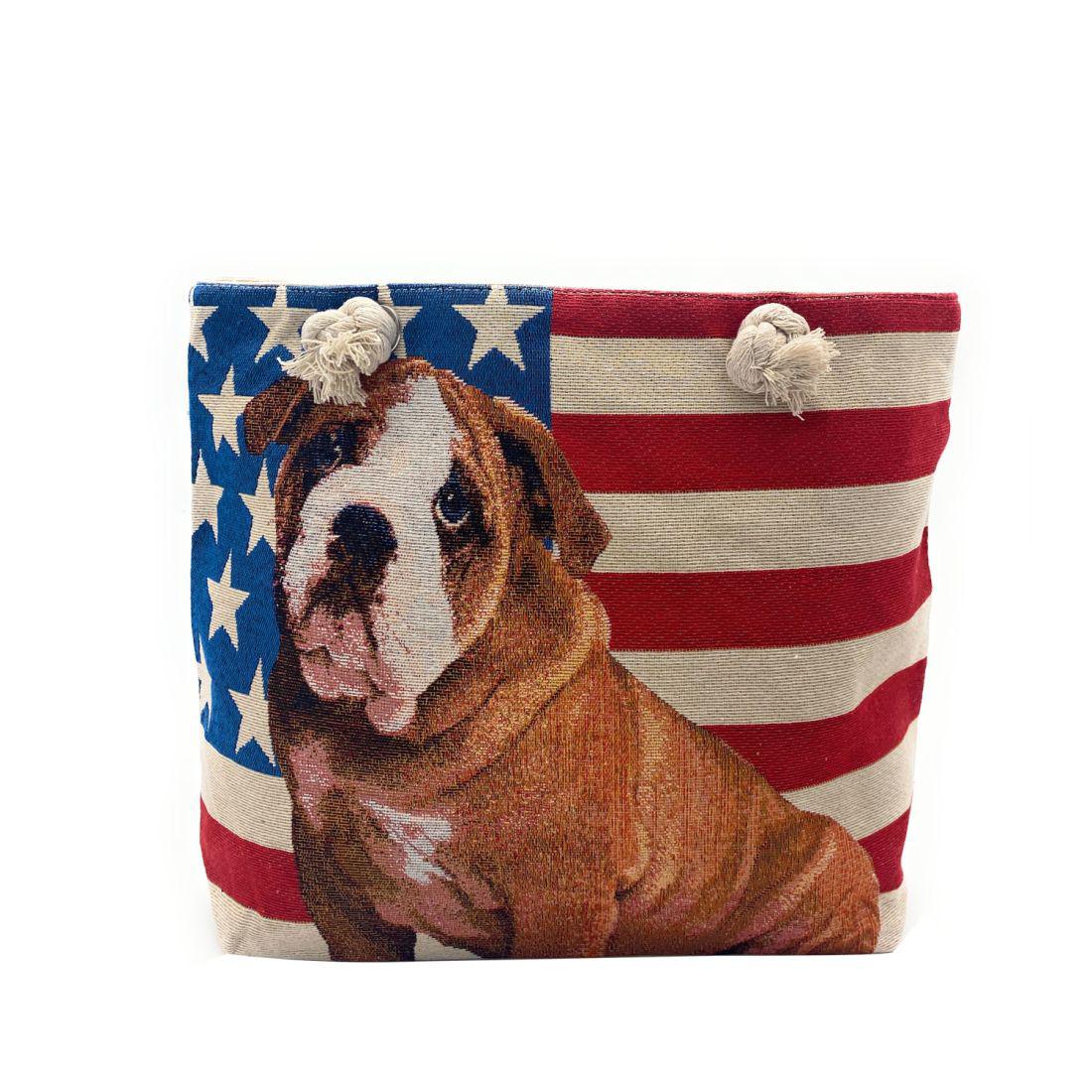 Empire Cove Designer Printed Cotton Canvas Tote Bags Reusable Beach Shopping-Dog Print-