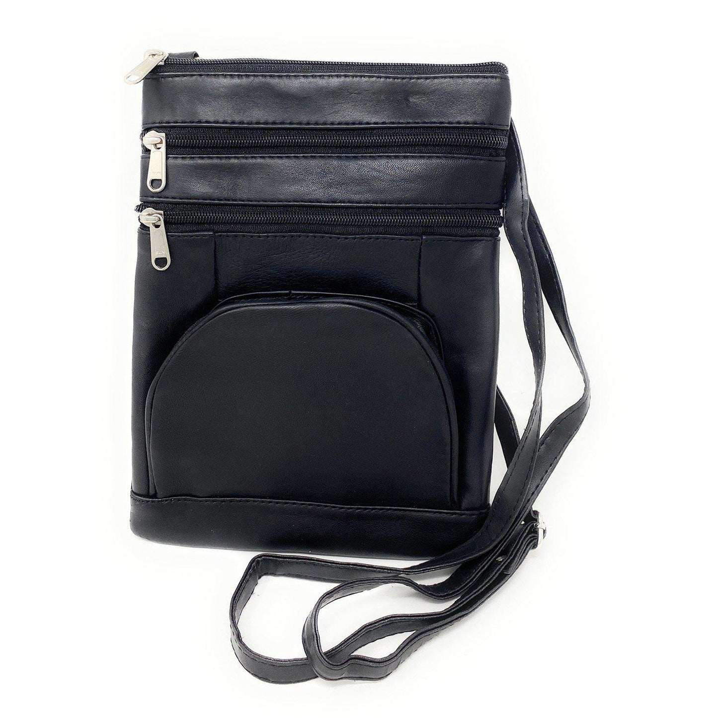 Casaba Womens Genuine Leather Crossbody Purse Shoulder Messenger Bag Organizer-Black-