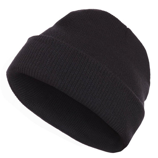 Casaba Warm Winter Beanies Hat Cap for Men Women Toboggan Cuffed Knit Slouch-Black-