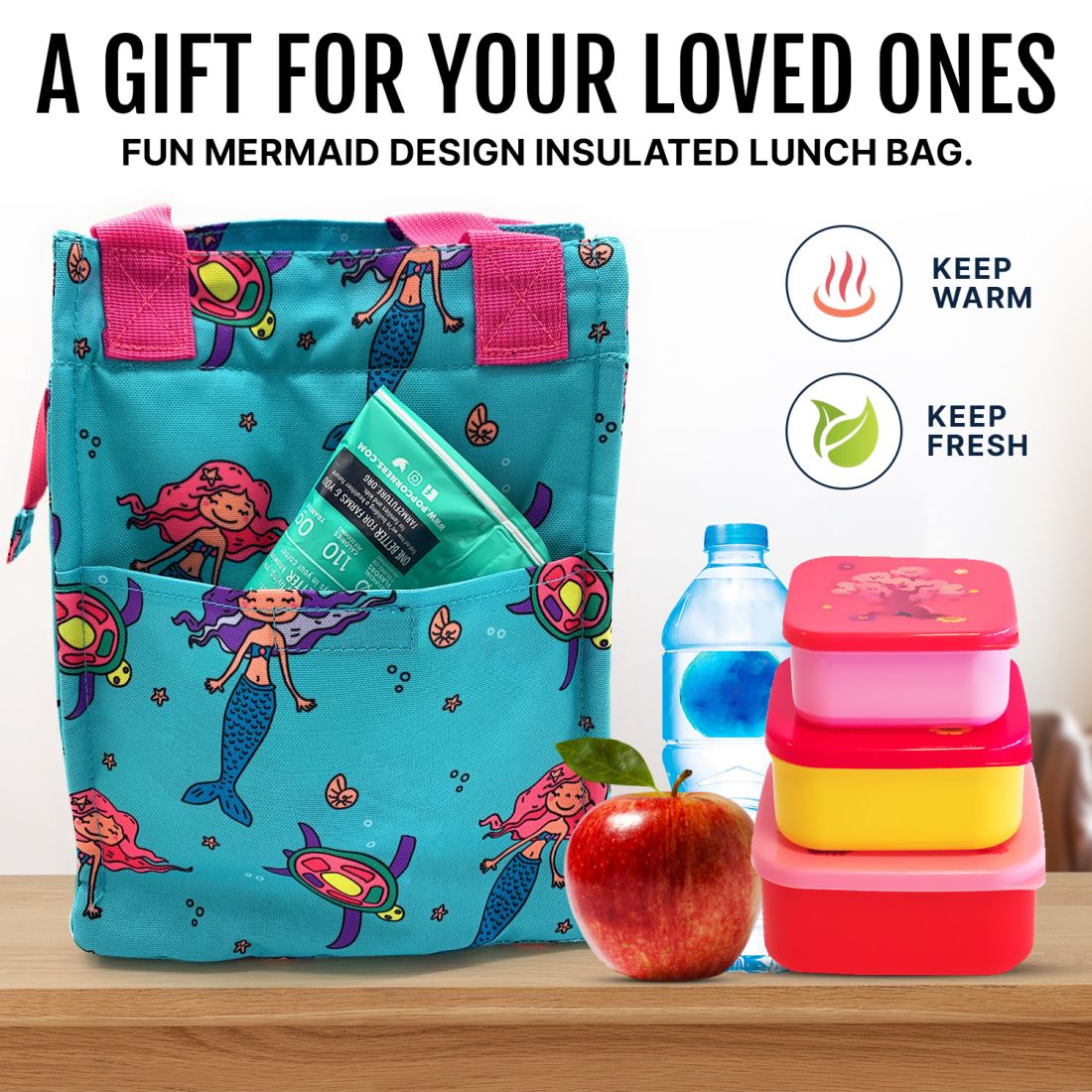 Empire Cove Insulated Lunch Bag Kids Adults Cooler Food Tote Picnic Travel Mermaid-