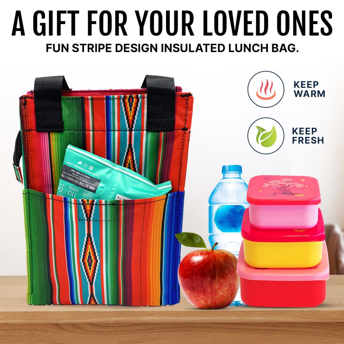 Empire Cove Insulated Lunch Bag Kids Adults Cooler Food Tote Picnic Travel Stripe-