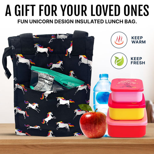 Empire Cove Insulated Lunch Bag Cooler Kids Adults Food Tote Picnic Travel Unicorn-