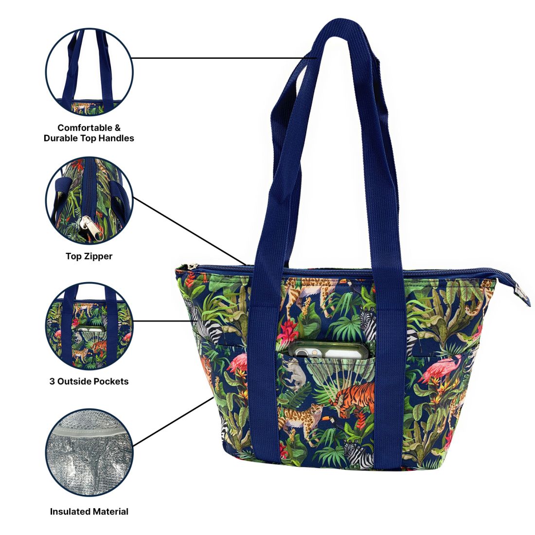 Empire Cove Insulated Lunch Bag Cooler Picnic Travel Food Tote Carry Bag-Floral-