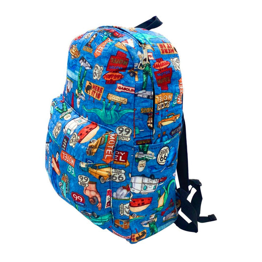 Empire Cove Historic Route 66 Sign School Backpack Patriotic Book Bag Gifts Travel-Blue-