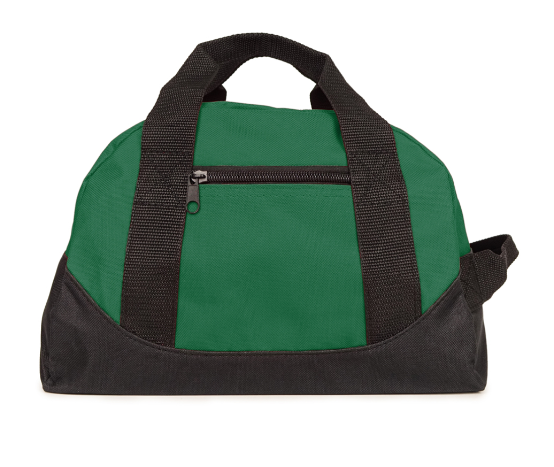 Casaba 12 inch Small Two Tone Duffle Travel Sport Gym Bags Carry-On Luggage-DARK GREEN/BLACK-