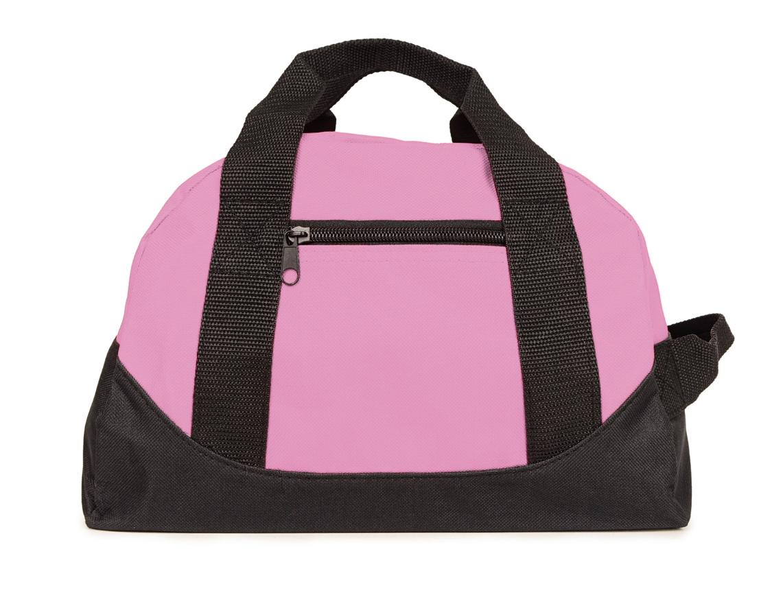 Casaba 12 inch Small Two Tone Duffle Travel Sport Gym Bags Carry-On Luggage-PINK/BLACK-