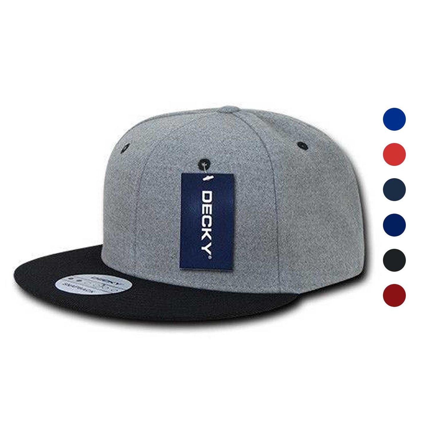 1 Dozen Decky Melton Crown Snapback Two Tone 6 Panel Hats Caps Wholesale Lots!-