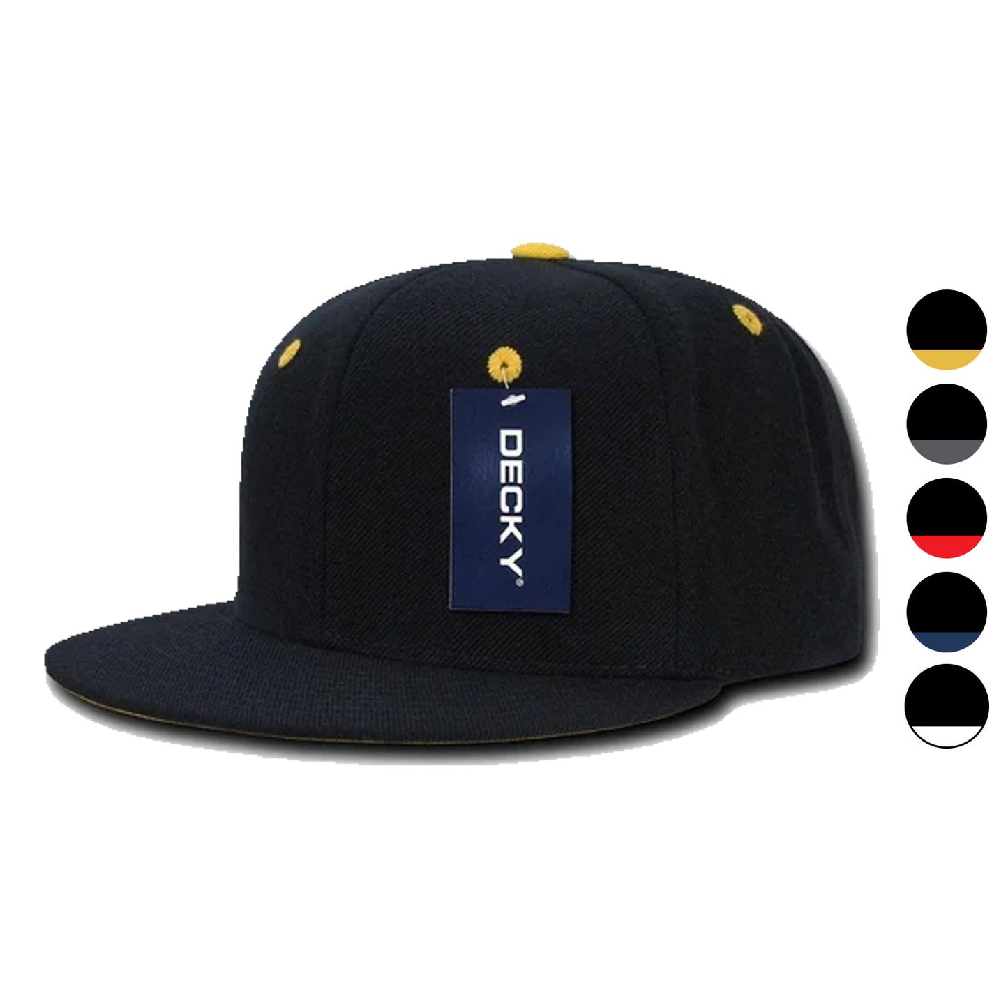Decky Acrylic Contrasting Accent Snapbacks Baseball Hats Caps Unisex-Black/Gold-