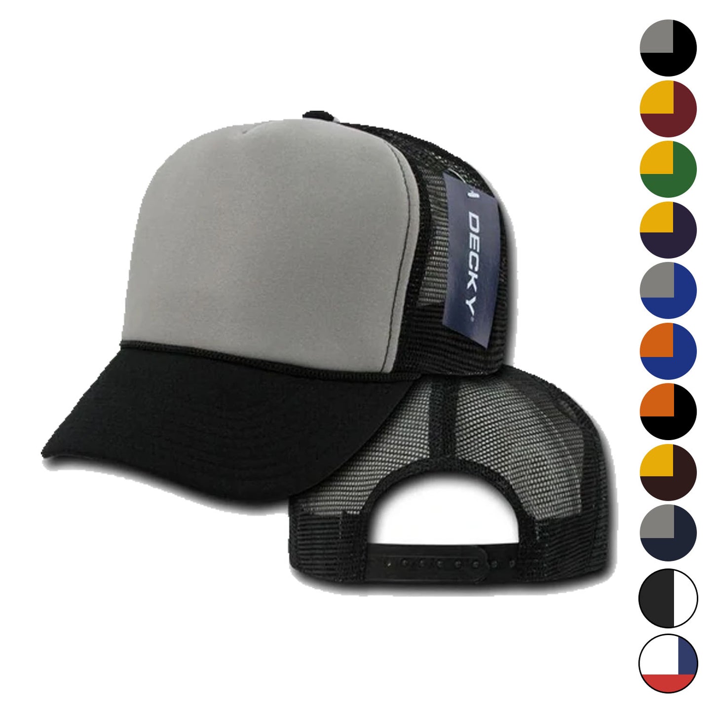 1 Dozen Decky Industrial 5 Panel Trucker Hats Caps Two Tone Wholesale Lots!-