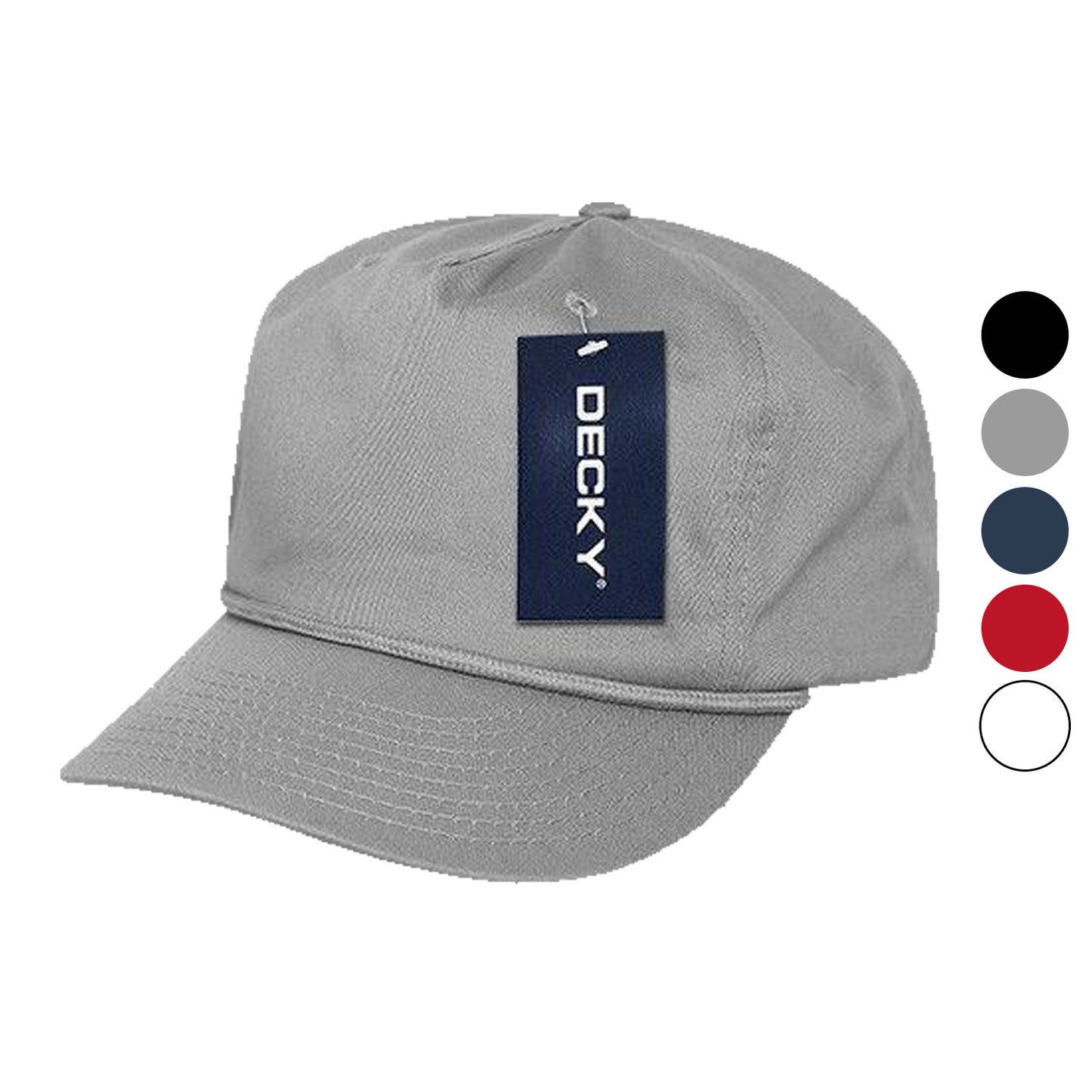 Decky Classic 5 Panel W/Braid Golf Cotton Caps Hats Snapback-Black-