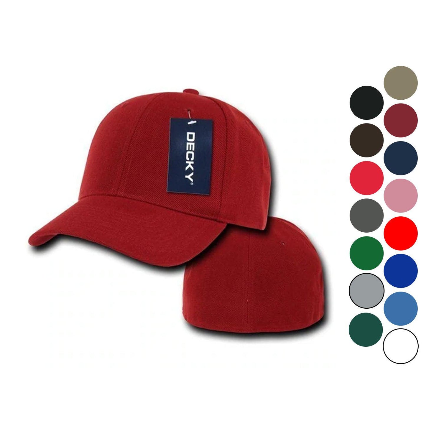 6-Pack Decky Classic Plain Fitted Curved Bill Baseball Hats Caps Wholesale Lot-