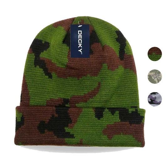 Decky Camo Long Beanies Cuffed For Everyday Wear-ACU-