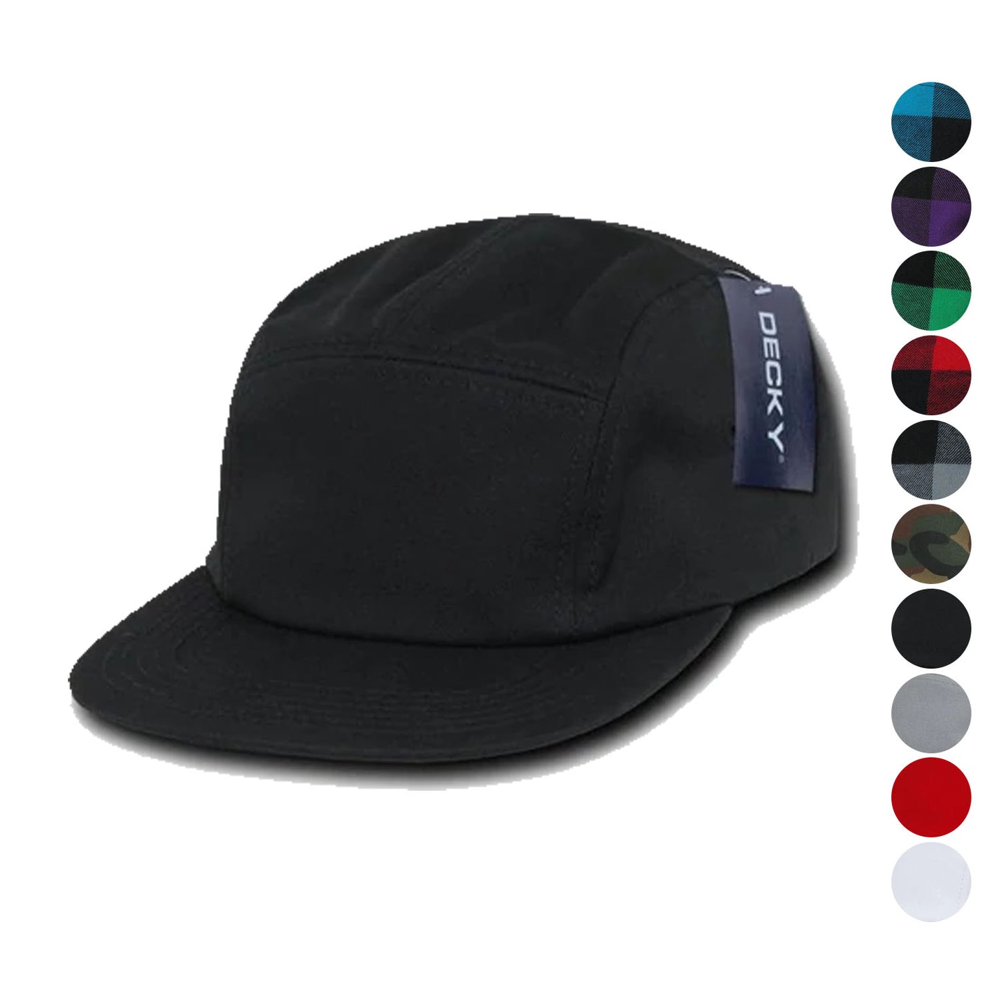 1 Dozen Decky 5 Panel Racer Racing Jockey Biker Caps Hats Camo Wholesale-985 - Solid Colors-