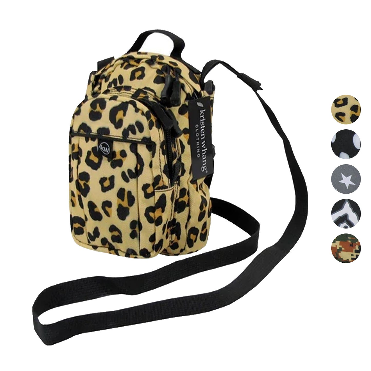 Kristen Whang Nylon Mini Small 2 Zip Pockets Adjustable Straps Bags Backpack-Lepoard-