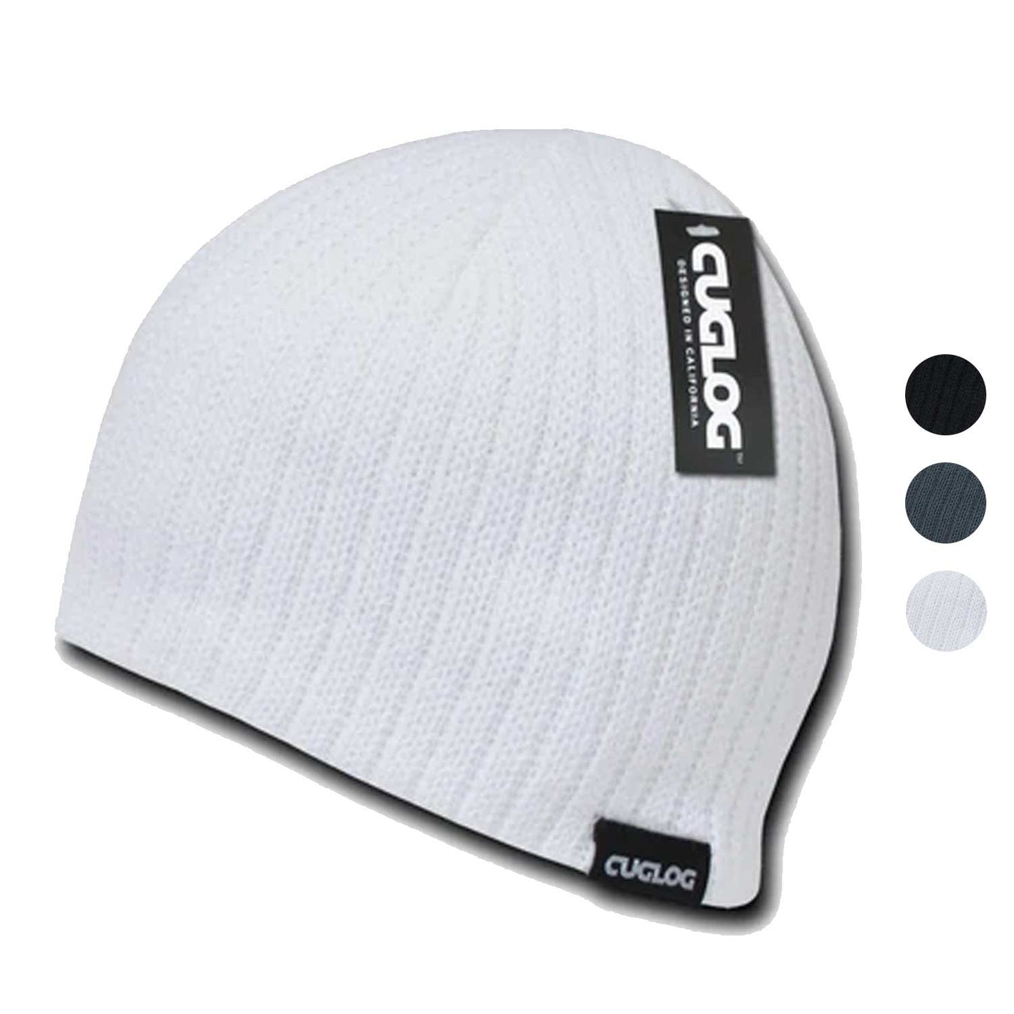 Cuglog Winter Double Lined Beanies Soft Feel Cable Knit Skull Caps Hats Unisex-Black-